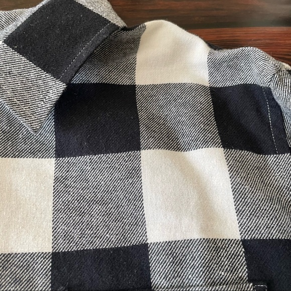 GAP Men's Long Sleeve Flannel Shirt Black & White Buffalo Check Size M - Picture 11 of 11